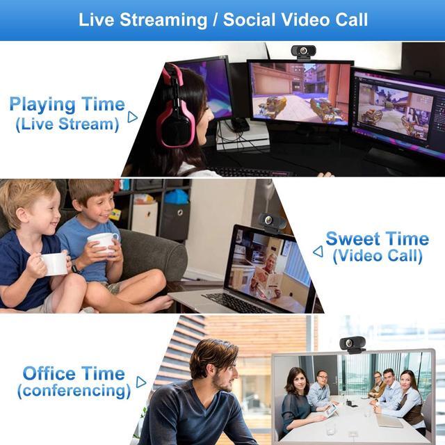 Alt view image 3 of 13 - Webcam 1080p HD Computer Camera - Microphone Laptop USB PC Webcam, HD Full Gaming Computer Camera, Recording Pro Video Web Camera for Calling, Conferencing, 110-Degree Live Streaming Widescreen Webcam