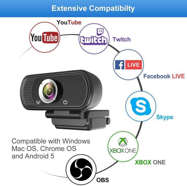 Alt view image 5 of 13 - Webcam 1080p HD Computer Camera - Microphone Laptop USB PC Webcam, HD Full Gaming Computer Camera, Recording Pro Video Web Camera for Calling, Conferencing, 110-Degree Live Streaming Widescreen Webcam