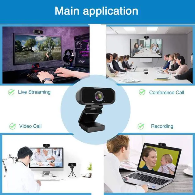 Alt view image 4 of 14 - HD Webcam 1080P with Microphone, PC Laptop Desktop USB Webcams, Pro Streaming Computer Camera for Video Calling, Recording, Conferencing, Gaming, 110-Degree Widescreen Web Camera with Rotatable Clip