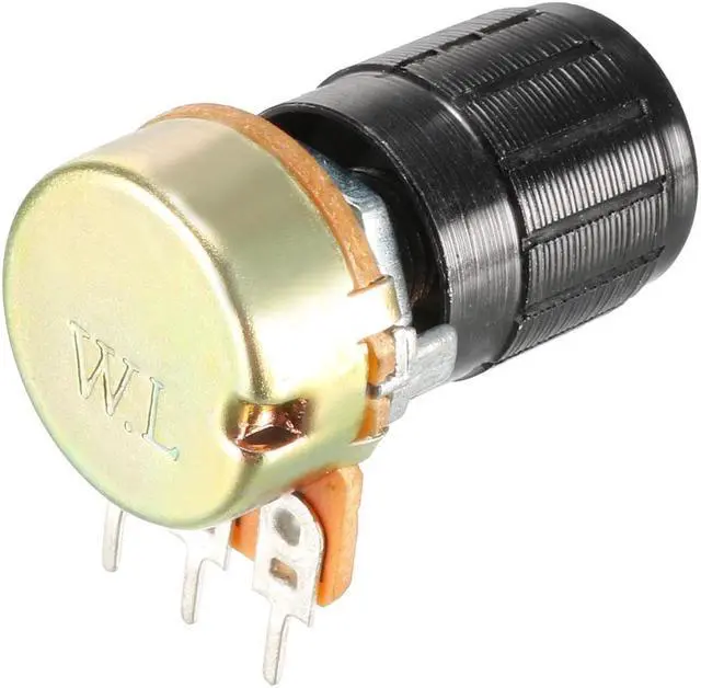 Alt view image 4 of 4 - WH148 3Pcs 1K Ohm Variable Resistors Single Turn Rotary Carbon Film Taper Potentiometer with Knob