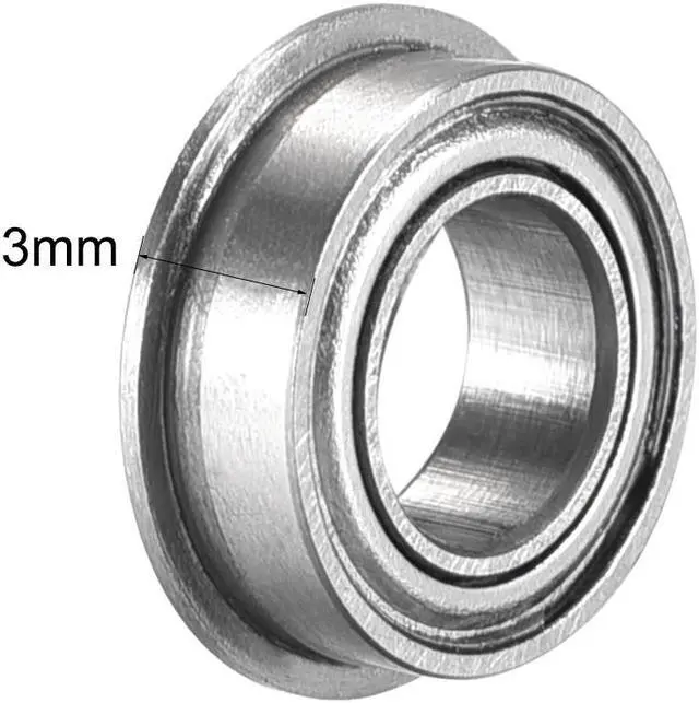 Alt view image 3 of 3 - MF95zz Flange Ball Bearing 5x9x3mm Double Metal Shielded (GCr15) Chrome Steel Bearings 10pcs