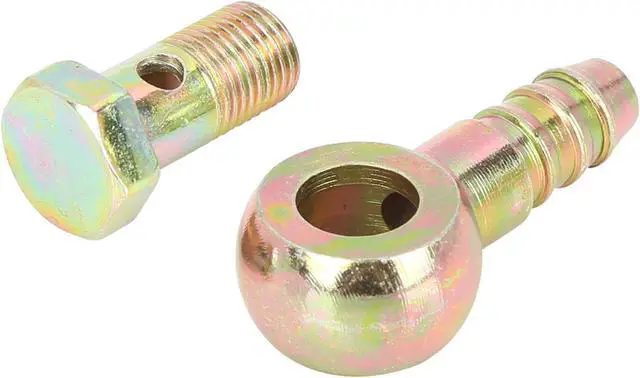 Alt view image 5 of 5 - 2 Sets 10mm Banjo Hose Barb Bolt Fittings Banjo Bolt Washer Kit Metal for Motorcycle Car