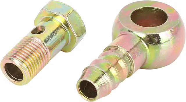 Alt view image 4 of 5 - 2 Sets 10mm Banjo Hose Barb Bolt Fittings Banjo Bolt Washer Kit Metal for Motorcycle Car