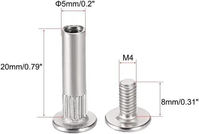 Alt view image 2 of 4 - M4x20mm Round Cross Head Screw Post Binding Leather Fastener, Nickel Plated, 20 Sets