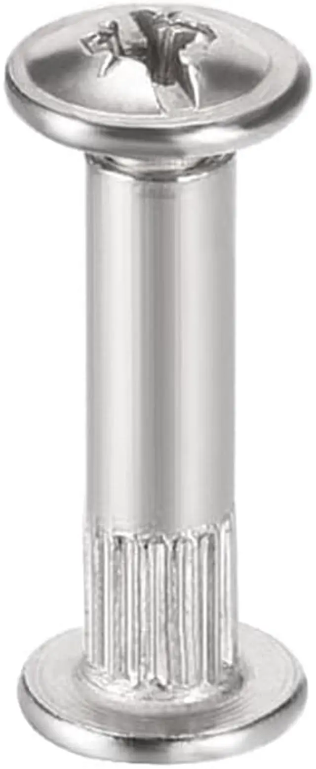 Main image of M4x20mm Round Cross Head Screw Post Binding Leather Fastener, Nickel Plated, 20 Sets