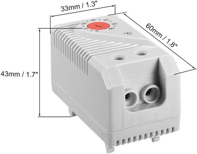 Alt view image 2 of 6 - Mechanical Thermostat, KTO011 0-60℃ Adjustable Compact Normally Close(N.C) Temperature Controller Switch
