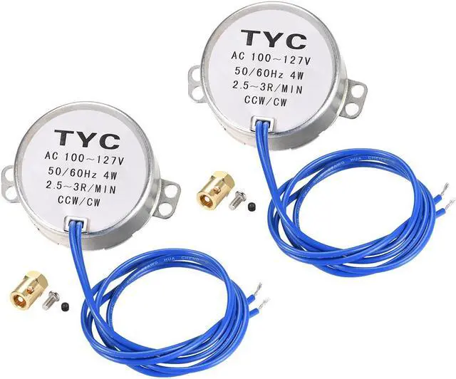 Main image of 2PCS Synchronous Motor 100-127 VAC 50/60 Hz 4W 2.5-3 RPM/MIN CCW/CW Direction with 7mm Flexible Coupling Connector for Model or Guide Motor