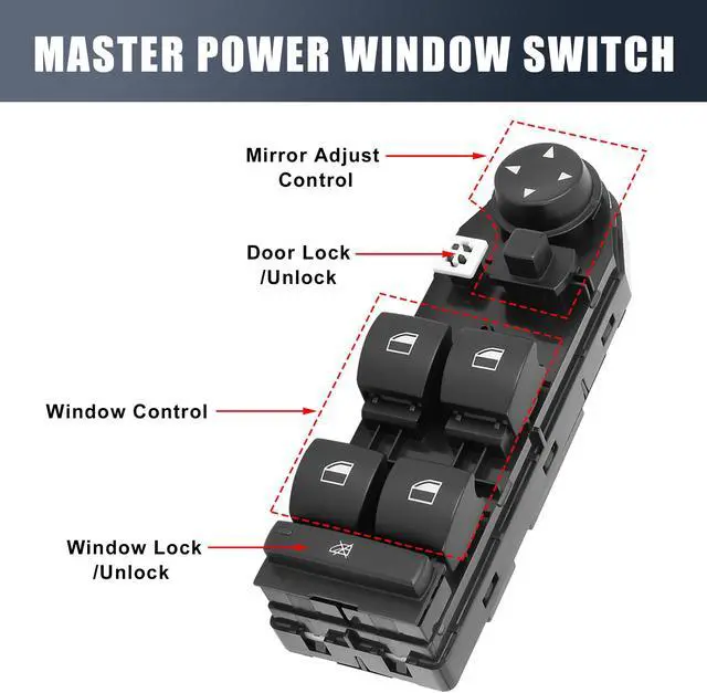 Alt view image 3 of 7 - 61316951904 Automobile New Front Left Side Master Power Window Control Switch for 2006-2007 BMW M5