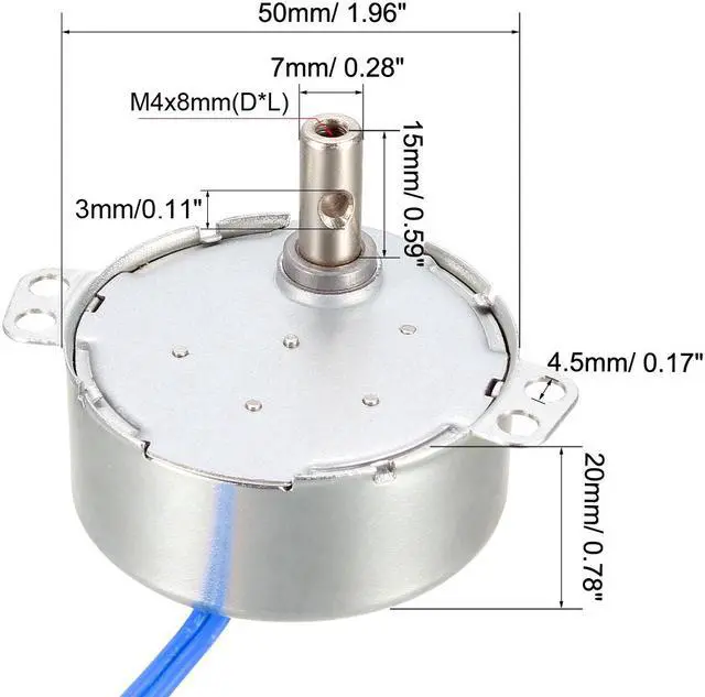 Alt view image 3 of 4 - Synchronous Motor AC 100-127V 8-10RPM 50-60Hz CCW/CW 4W Reduction Gear Motor