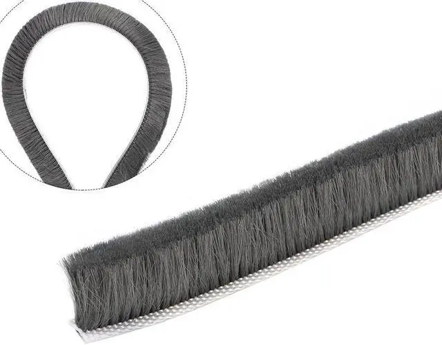 Alt view image 4 of 4 - Brush Weather Stripping, Adhesive Felt Door Seal Strip Pile Weatherstrip Door Sweep Brush for Door Window  197Inch L X 0.47 Inch W (5000mm X 12mm)Gray