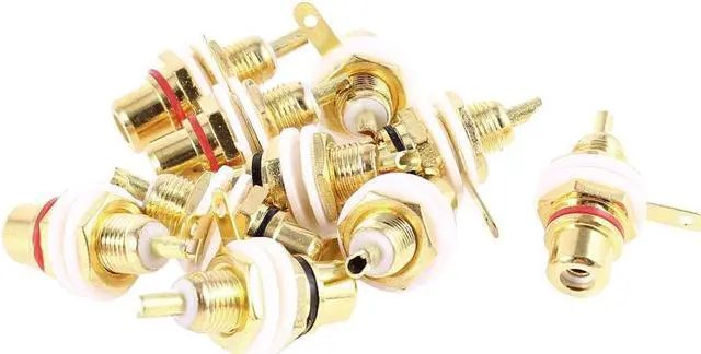 Main image of 10 Pcs Gold Plated RCA Female Jack Socket Bulkhead Soldering PCB Mount Connector