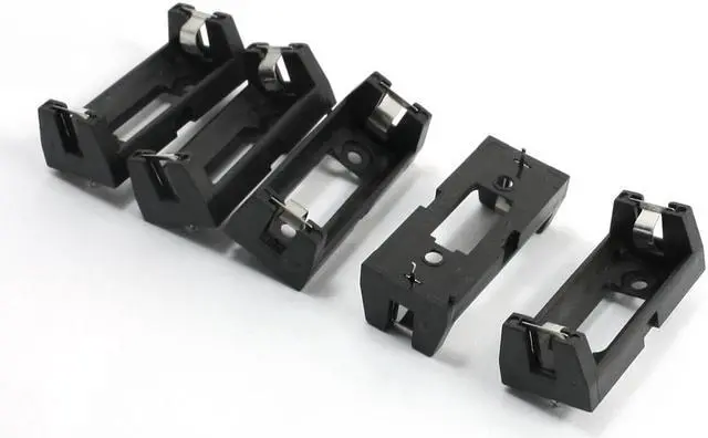Main image of Pins Mounted Black Plastic Battery Holder Shell for CR123A 3V 5 Pcs