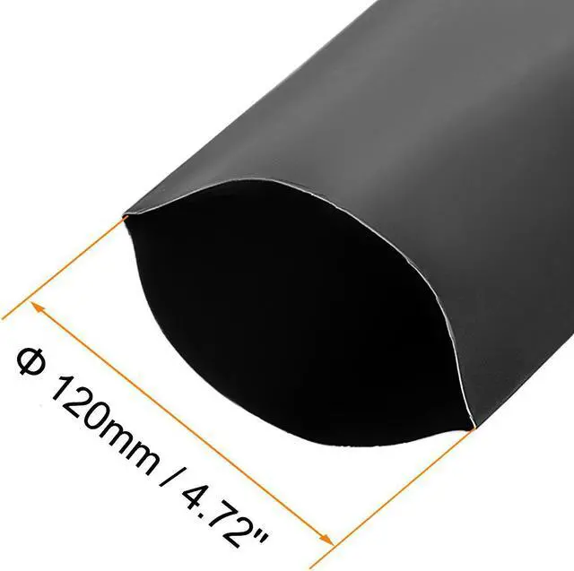 Alt view image 2 of 6 - Heat Shink Tubing, 120mm Dia 191mm Flat Width 2:1 Ratio Shrinkable Tube Cable Sleeve 1m - Black