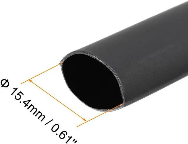Alt view image 2 of 6 - Heat Shink Tubing, 5/8"(15.4mm) Dia 26mm Flat Width 3:1 Ratio Shrinkable Tube Cable Sleeve 10ft - Black
