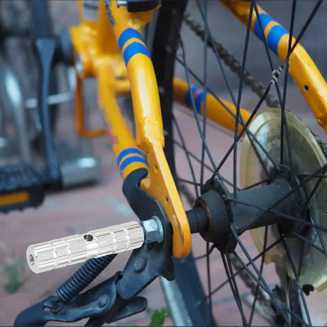 Alt view image 3 of 5 - 2 Pcs Aluminum Alloy Cylinder Shaped BMX MTB Bike Bicycle Axle Rear Stunt Foot Pegs Footrests Silver Tone