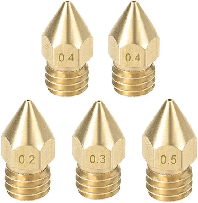 Main image of 5pcs 3D Printer Nozzle,Brass MK8 Nozzle 0.2mm,0.3mm,0.4mm,0.5mm,Extruder Print Head for 1.75mm Makerbot Creality CR-10 ANET A8 CR-10 M6 3D Printer