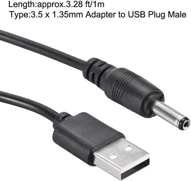 Alt view image 2 of 3 - 3pcs 1M DC Male Power Supply 3.5 x 1.35mm Adapter to USB Plug Male Cable