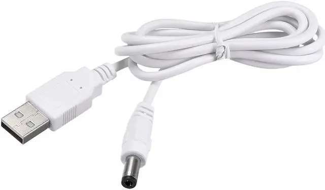 Main image of 2pcs 1M DC Male Power Supply 5.5x2.5mm Adapter to USB Plug Male Cable White