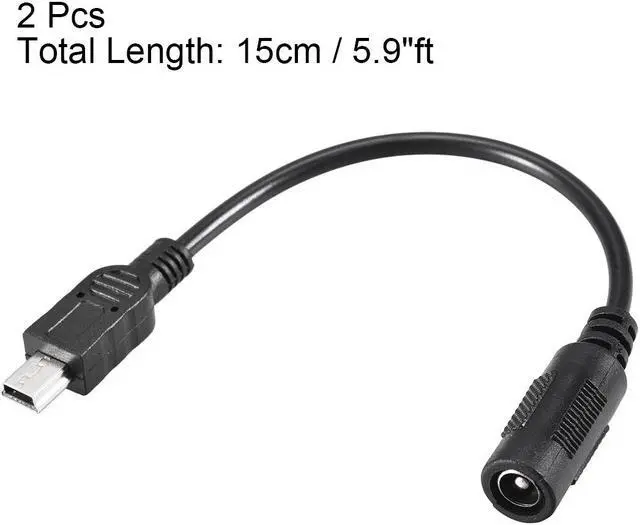 Alt view image 3 of 3 - 15cm DC Female Power Supply 5.5x2.1mm Adapter to Mini USB Plug Male Cable 2pcs