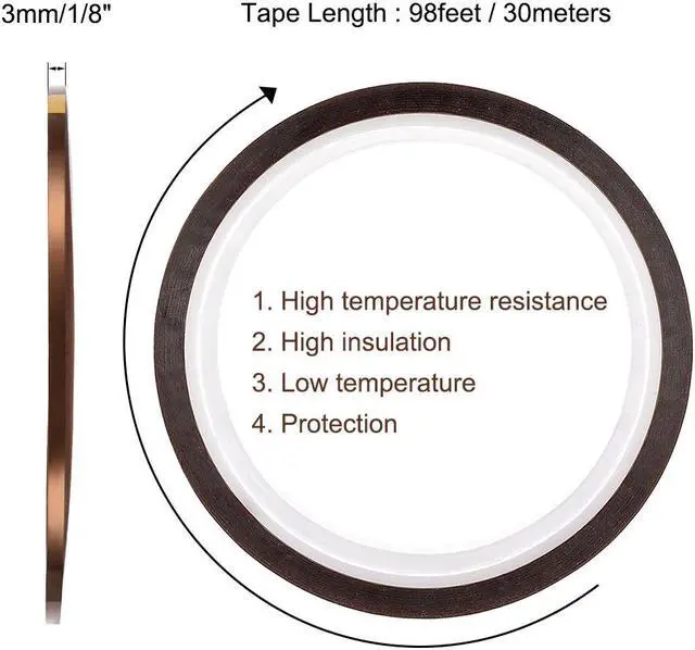 Alt view image 2 of 3 - High Temperature Tape 1/8 Inch x 98ft Heat Resistant Sublimation Polyimide Tape for Protecting Circuit Board 250C to 300C