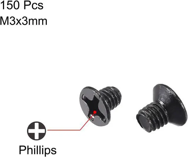 Alt view image 2 of 3 - M3 x 3mm Phillips Screw Fastener Black for Laptop PC TV Fan Audio Switch 150pcs