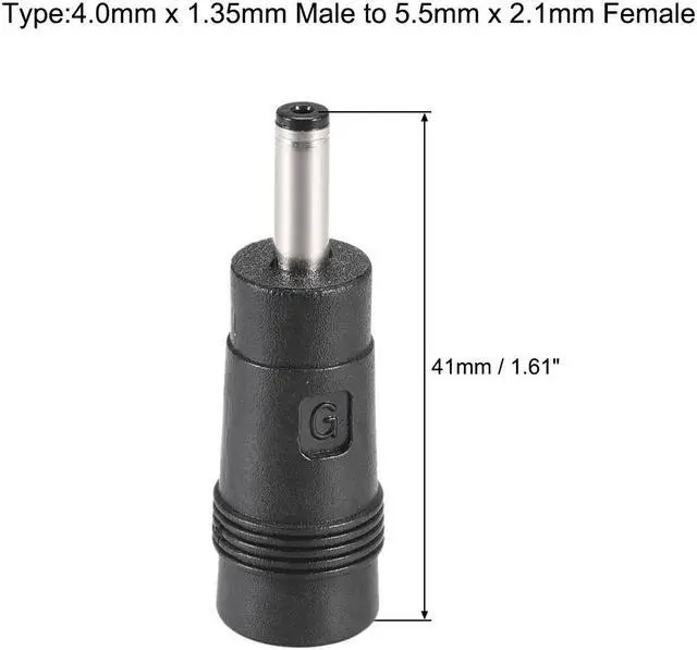 Alt view image 2 of 3 - 2pcs  DC Power Adapter,Female 5.5mmx2.1mm to 4.0mmx1.35mm Male Plug Tips, Input DC Plug Connector Black