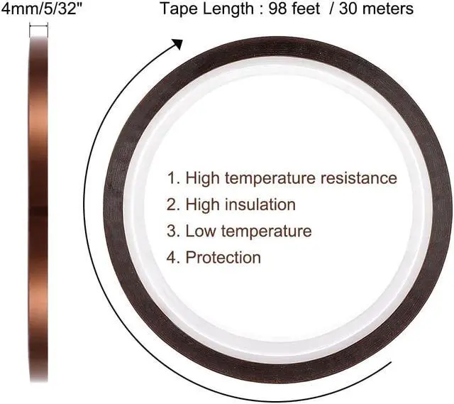 Alt view image 2 of 3 - High Temperature Tape 5/32 Inch x 98ft Heat Resistant Sublimation Polyimide Tape for Protecting Circuit Board 250C to 300C