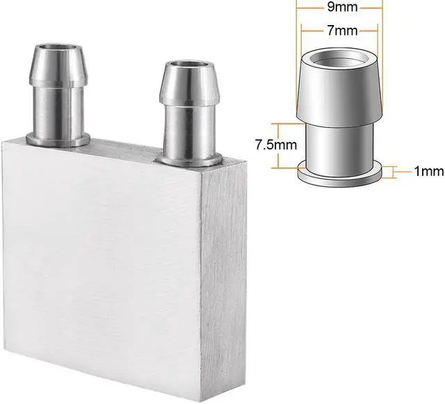 Alt view image 2 of 3 - Aluminum Water Cooling Block 40x40mm Polished Heatsink with Nozzle for PC Computer CPU Graphics Radiator