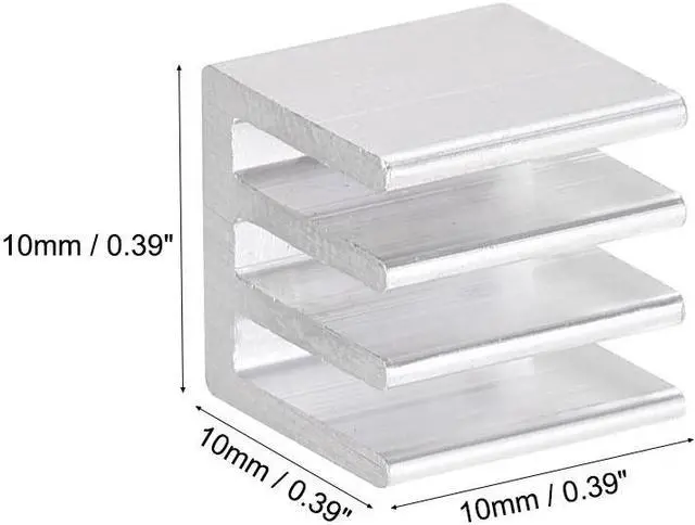 Alt view image 3 of 4 - 10x10x10mm Silver Tone Aluminum Heatsink Thermal Adhesive Pad Cooler for Cooling 3D Printers 12Pcs