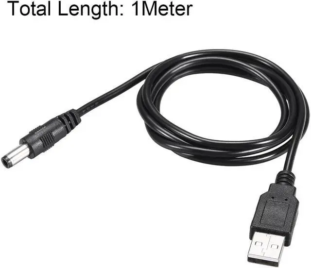 Alt view image 3 of 3 - 1Meter DC Male Power Supply 5.5x2.5mm Adapter to USB Plug Male Cable