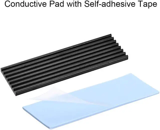 Alt view image 3 of 4 - M.2 Aluminum Heatsink Kit 70x22x3mm Black with Silicone Thermal Pads for 2280 SSD