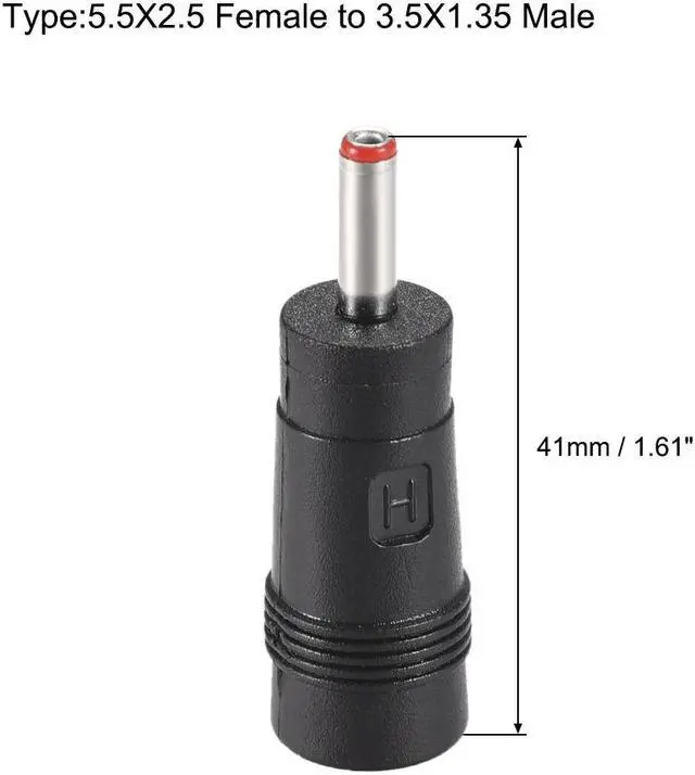 Alt view image 2 of 3 - 10pcs DC Power Adapter,Female 5.5mmx2.5mm to 3.5mmx1.35mm Male Plug Tips, Input DC Plug Connector Red