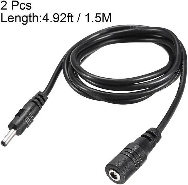Alt view image 3 of 3 - Power Extension Cable 4.92ft 1.5M 1.35mm x 3.5mm Compatible with Adapter Cord 2pcs