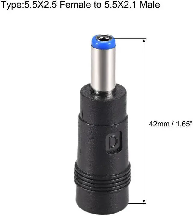 Alt view image 2 of 3 - 4pcs DC Power Adapter,Female 5.5mmx2.5mm to 5.5mmx2.1mm Male Plug Tips, Input DC Plug Connector Blue