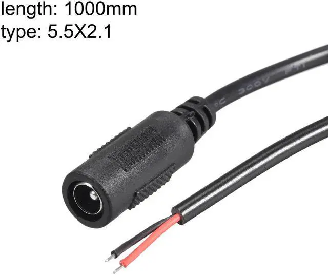 Alt view image 2 of 3 - 5pcs DC Power 5.5mm x 2.5mm 2A 1Meter Female Plug Connector Pigtail