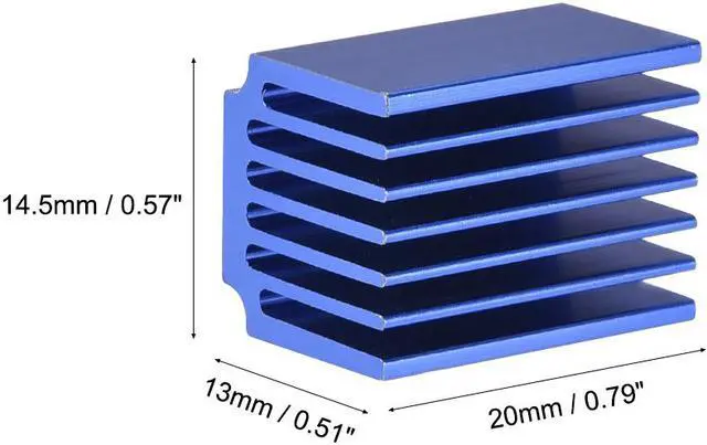 Alt view image 3 of 4 - 13x20x14.5mm Blue Aluminum Heatsink Thermal Adhesive Pad Cooler for Cooling 3D Printers 10Pcs