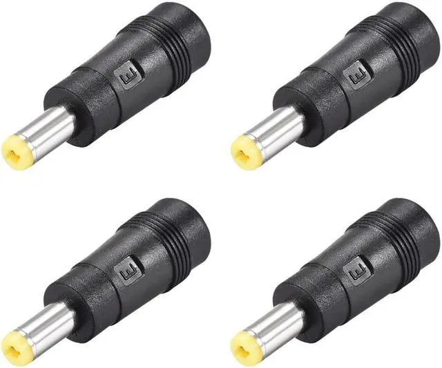 Main image of 4pcs  DC Power Adapter,Female 5.5mmx2.1mm to 5.5mmx1.7mm Male Plug Tips, Input DC Plug Connector Yellow