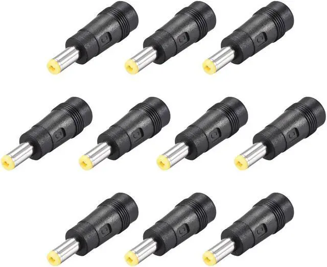 Main image of 10pcs DC Power Adapter,Female 5.5mm x 2.1mm to 5.5mmx2.5mm Male Plug Tips, Input DC Plug Connector Yellow