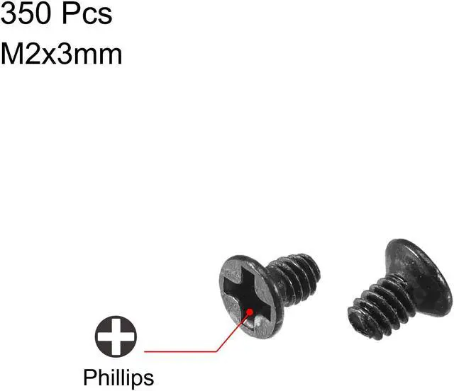 Alt view image 2 of 3 - M2 x 3mm Phillips Screw Fastener Black for Laptop PC TV Fan Audio Switch 350pcs