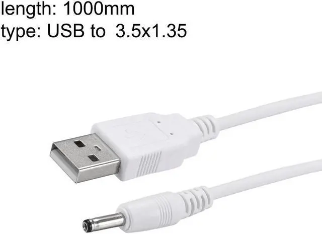 Alt view image 2 of 3 - 1M DC Male Power Supply 3.5x1.35mm 1A Adapter to USB Plug Male Cable White