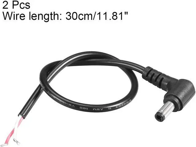 Alt view image 3 of 3 - DC Power 5.5mm x 2.5mm 4A 30cm Length Barrel Male Plug Right Angle Cord Cable Connector Pigtail 2pcs