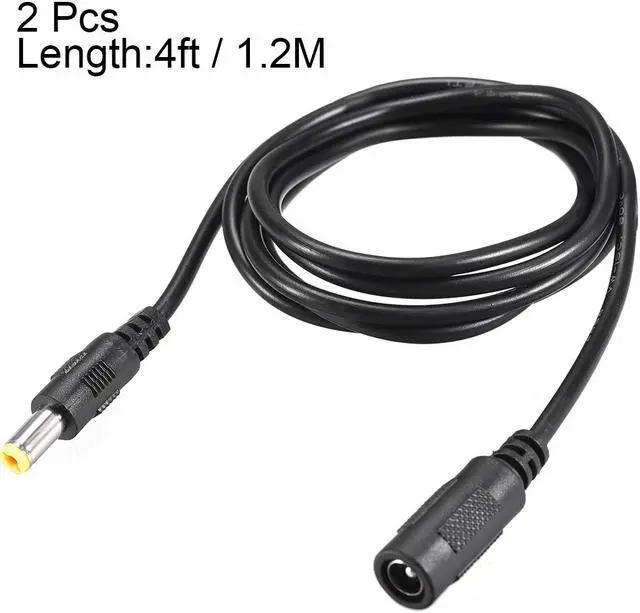 Alt view image 3 of 3 - Power Extension Cable 4ft 1.2M 2.1mm x 5.5mm Compatible with 12V DC 1A Adapter Cord 2pcs