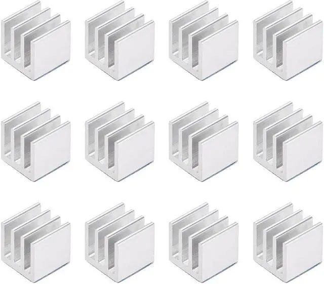 Main image of 10x10x10mm Silver Tone Aluminum Heatsink Thermal Adhesive Pad Cooler for Cooling 3D Printers 12Pcs