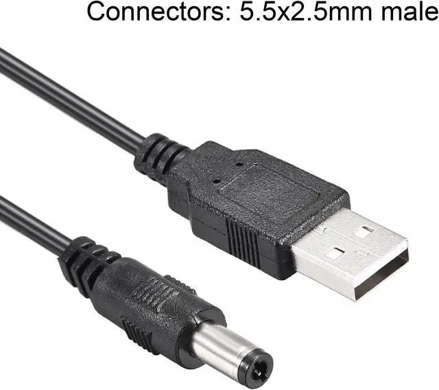 Alt view image 2 of 3 - 1Meter DC Male Power Supply 5.5x2.5mm Adapter to USB Plug Male Cable
