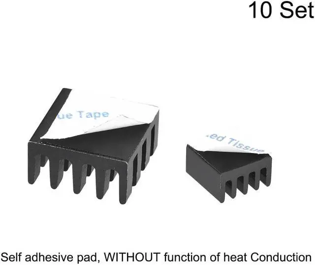 Alt view image 2 of 3 - Black Self Adhesive Aluminum Heatsink for RPI 2B,14x14x7mm, 8.8x8.8x5mm, 10 Set Total 20pcs