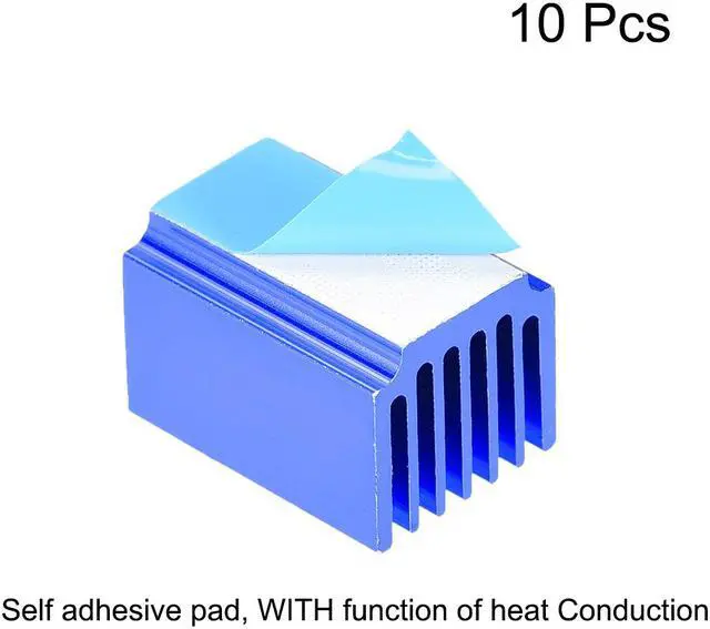 Alt view image 2 of 4 - 13x20x14.5mm Blue Aluminum Heatsink Thermal Adhesive Pad Cooler for Cooling 3D Printers 10Pcs