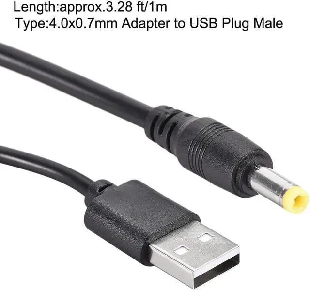 Alt view image 2 of 3 - 1M DC Male Power Supply 4.0x0.7mm Adapter to USB Plug Male Cable