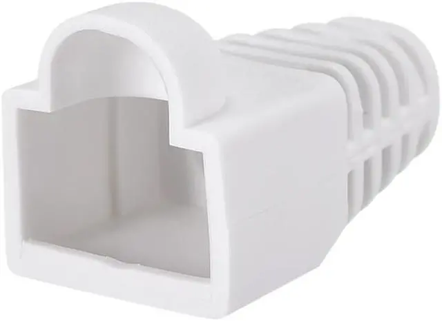 Main image of RJ45 Boots Cover Anti Dust Protector for Network Cable Cat5 Cat5E Cat6 6mm Hole Dia White Plastic 50Pcs