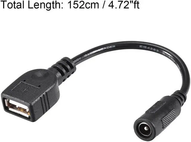 Alt view image 3 of 3 - 12cm DC Female Power Supply 5.5x2.1mm Adapter to USB Plug Female Cable