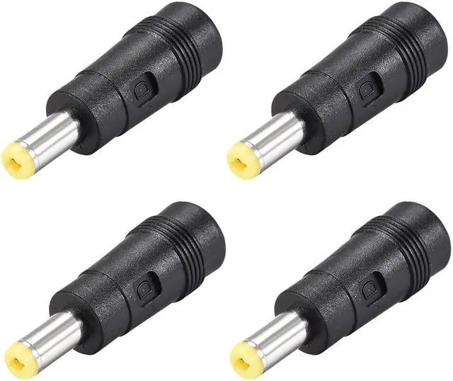 Main image of 4pcs DC Power Adapter,Female 5.5mmx2.5mm to 5.5mmx2.1mm Male Plug Tips, Input DC Plug Connector Yellow